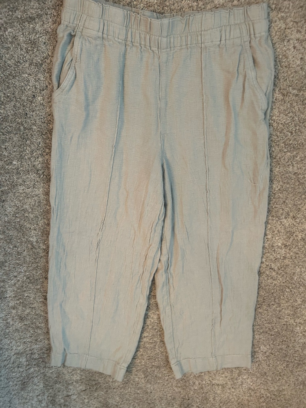 Madewell Sage Green Linen Blend Double Gauze Pull On Pants Size M